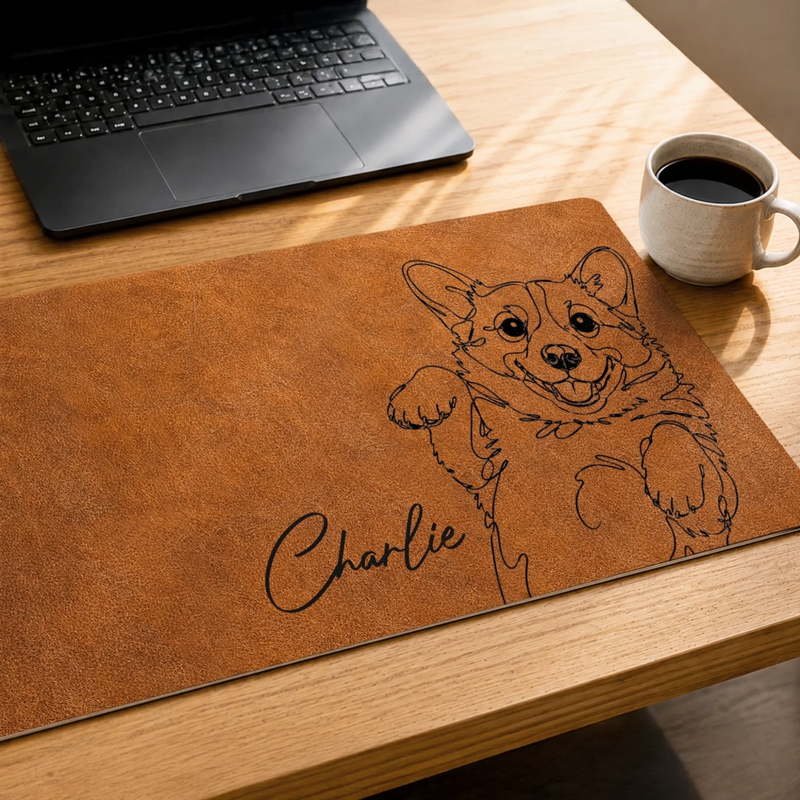 Custom Photo Desk Mat - Personalized Father's Day Birthday Gifts For Dog Cat Lovers, Dog Dad And Mom, Cat Owners - Life Is Better With Pets