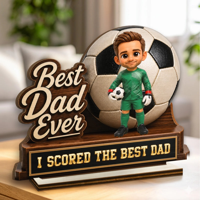 Custom Photo LA 2026 Soccer Dad 2-Layered Wooden Plaque - Personalized Father's Day Gifts For Dad, Grandpa, Soccer Lovers, Sports Fans, Sports Lovers - Kick Goals Make Memories
