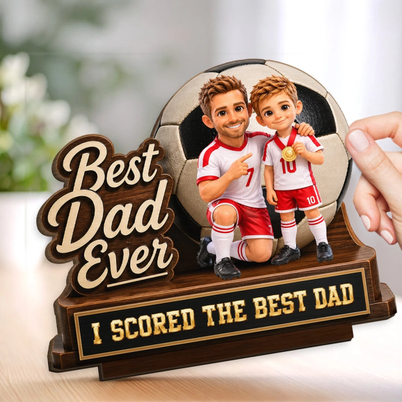 Custom Photo LA 2026 Soccer Dad 2-Layered Wooden Plaque - Personalized Father's Day Gifts For Dad, Grandpa, Soccer Lovers, Sports Fans, Sports Lovers - Kick Goals Make Memories