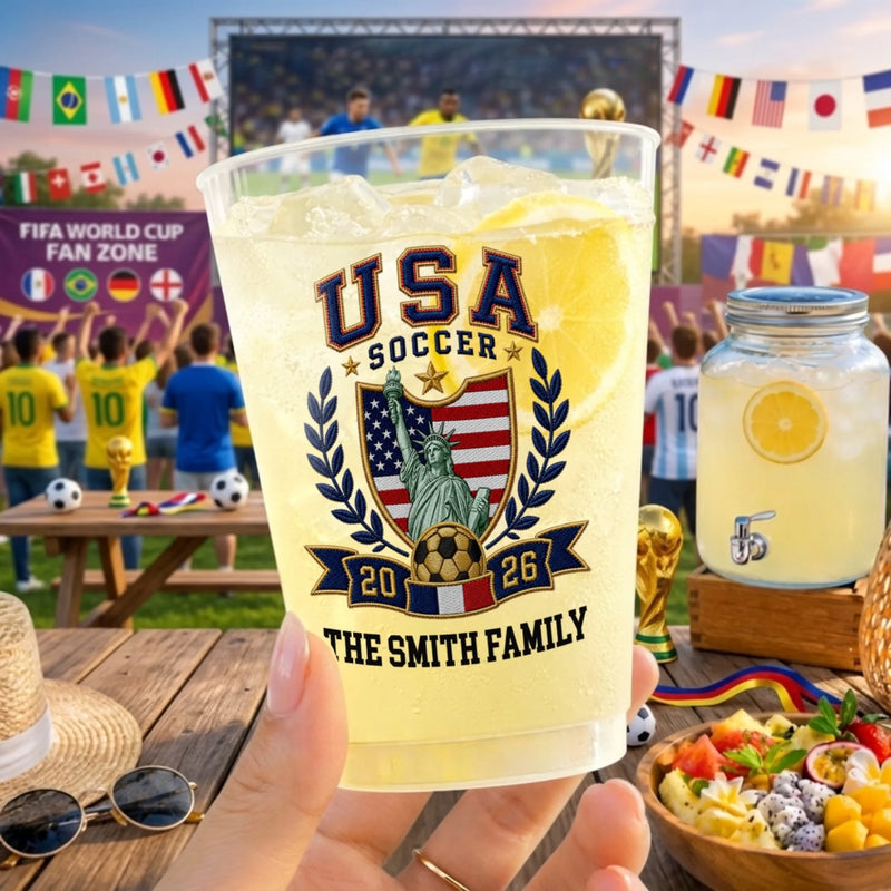 Custom International Soccer Tournament Party Cups - Personalized Birthday Gifts For Soccer Lovers, Sports Fans, Sports Lovers - Crowned With Soccer Glory
