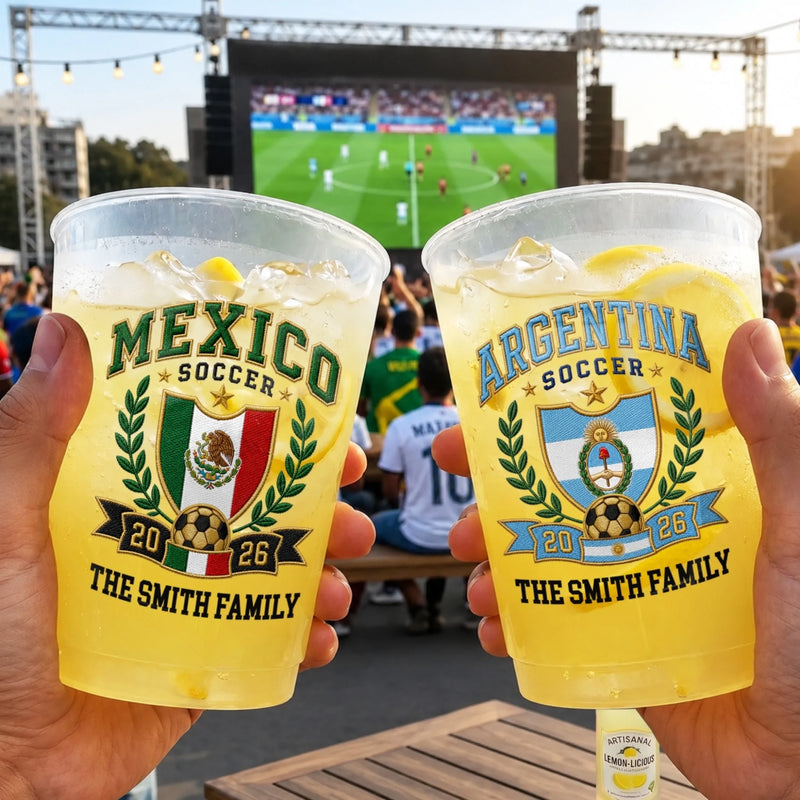 Custom International Soccer Tournament Party Cups - Personalized Birthday Gifts For Soccer Lovers, Sports Fans, Sports Lovers - Crowned With Soccer Glory