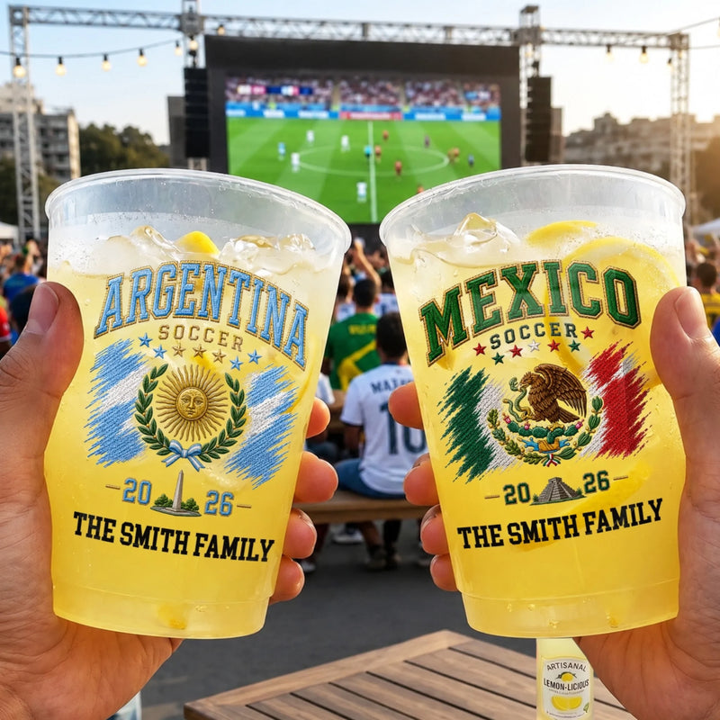 Custom International Soccer Tournament Party Cups - Personalized Birthday Gifts For Soccer Lovers, Sports Fans, Sports Lovers - Splashed With True Team Colors
