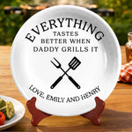 Custom Ceramic Plate - Personalized Father's Day Birthday Gifts For Dad, Grandpa - Served With Love Always