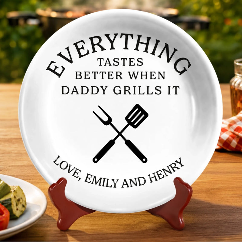 Custom Ceramic Plate - Personalized Father's Day Birthday Gifts For Dad, Grandpa - Served With Love Always