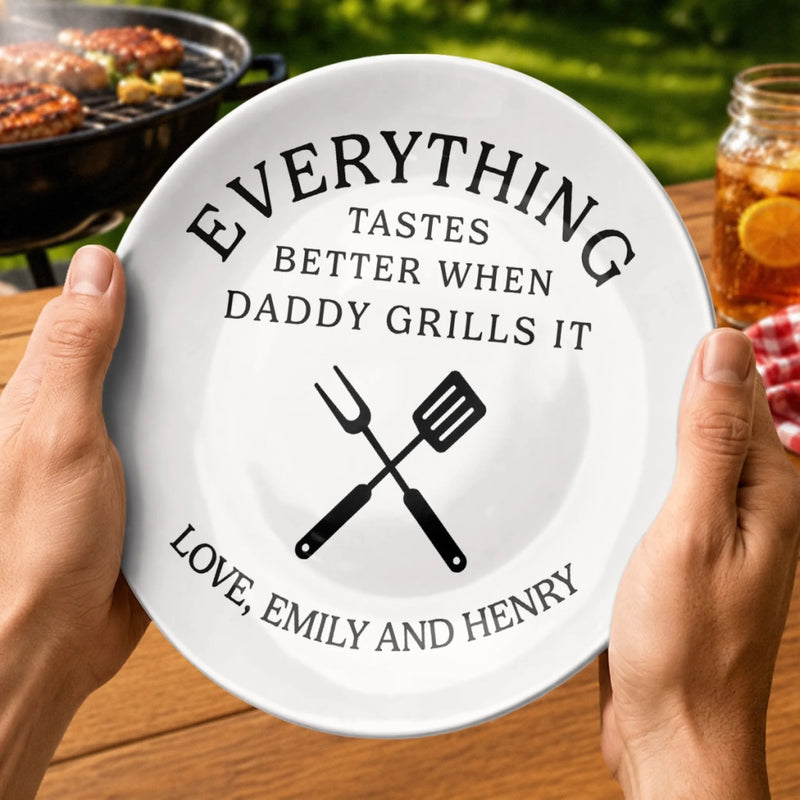 Custom Ceramic Plate - Personalized Father's Day Birthday Gifts For Dad, Grandpa - Served With Love Always