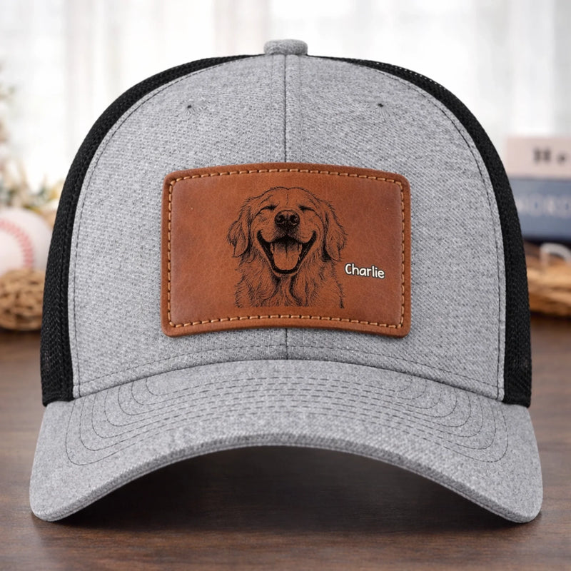 Custom Photo Leather Patch Hat - Personalized Birthday Gifts For Dog Cat Lovers, Dog Dad And Mom, Cat Owners - My Favorite Squad Ever