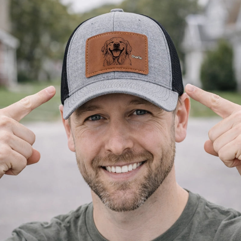 Custom Photo Leather Patch Hat - Personalized Birthday Gifts For Dog Cat Lovers, Dog Dad And Mom, Cat Owners - My Favorite Squad Ever