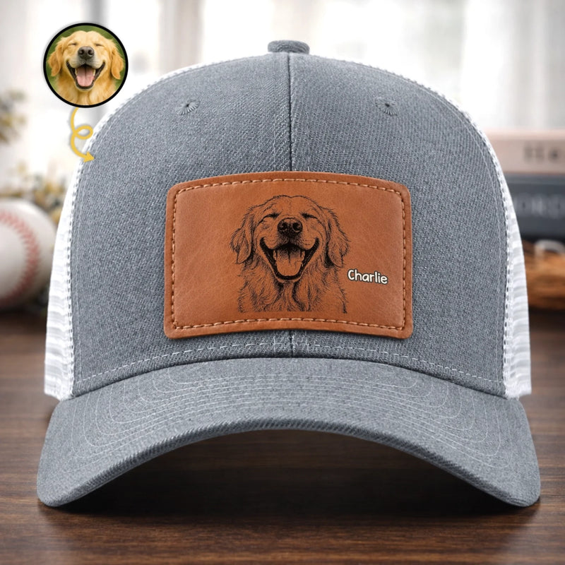 Custom Photo Leather Patch Hat - Personalized Birthday Gifts For Dog Cat Lovers, Dog Dad And Mom, Cat Owners - My Favorite Squad Ever