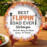 Custom Ceramic Plate - Personalized Father's Day Birthday Gifts For Dad, Grandpa - Kitchen Boss On Duty