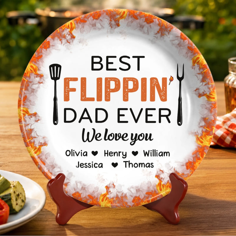 Custom Ceramic Plate - Personalized Father's Day Birthday Gifts For Dad, Grandpa - Kitchen Boss On Duty
