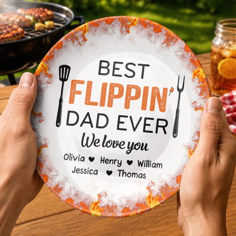 Custom Ceramic Plate - Personalized Father's Day Birthday Gifts For Dad, Grandpa - Kitchen Boss On Duty