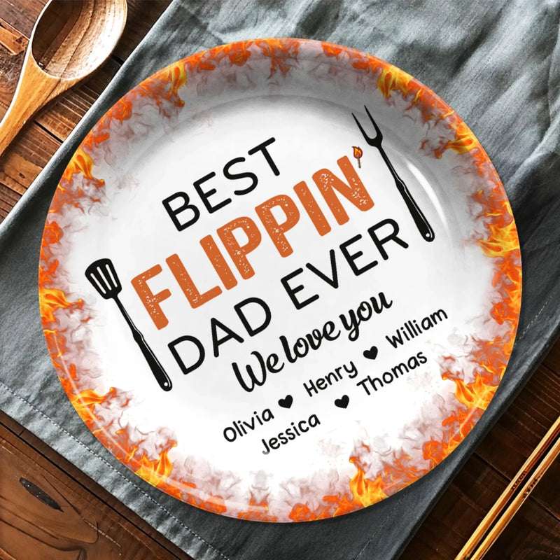 Custom Ceramic Plate - Personalized Father's Day Birthday Gifts For Dad, Grandpa - Kitchen Boss On Duty