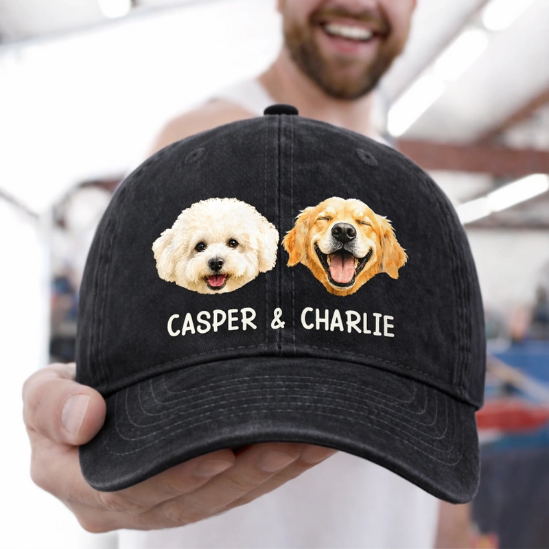 Custom Photo Cap - Personalized Birthday Gifts For Dog Cat Lovers, Dog Dad And Mom, Cat Owners - Blessed With The Best Company