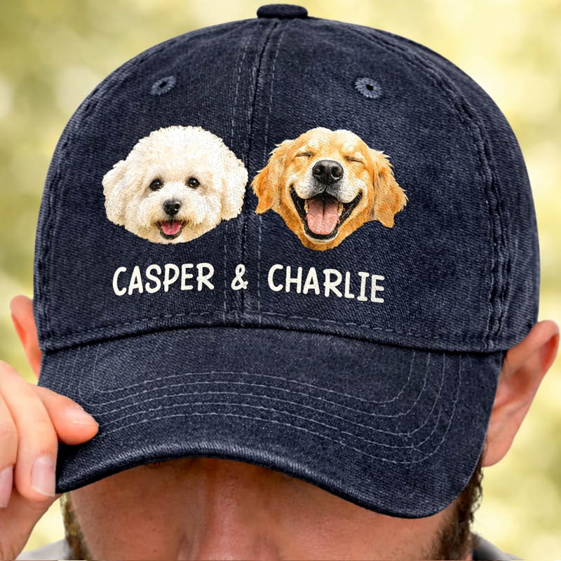 Custom Photo Cap - Personalized Birthday Gifts For Dog Cat Lovers, Dog Dad And Mom, Cat Owners - Blessed With The Best Company