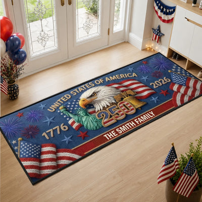Custom Runner Rug - Personalized America 250th Anniversary Gifts For Mom, Dad, Brother, Sister, Kids - Home Of American Dreams