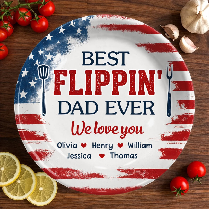 Custom Ceramic Plate - Personalized Father's Day Birthday Gifts For Dad, Grandpa - Dad’s Secret Ingredient Is Love