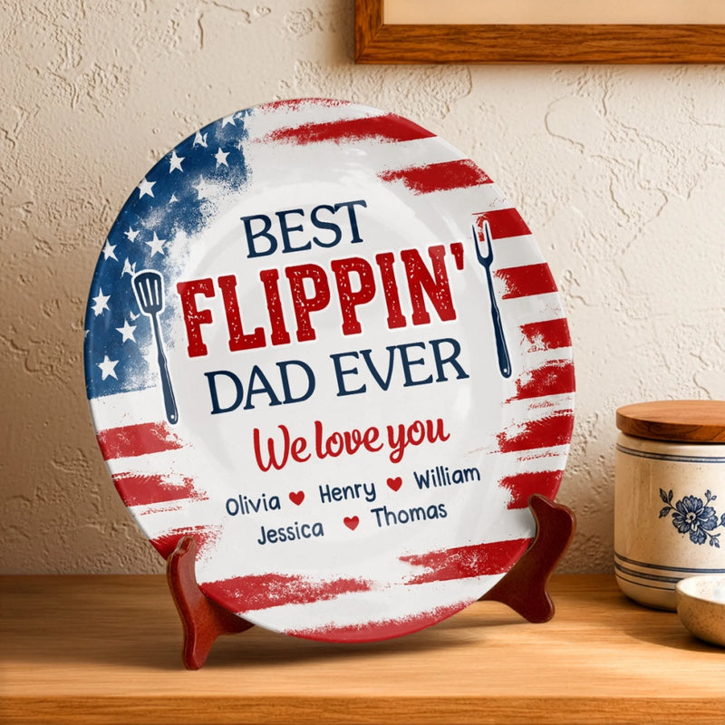Custom Ceramic Plate - Personalized Father's Day Birthday Gifts For Dad, Grandpa - Dad’s Secret Ingredient Is Love