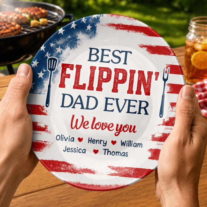 Custom Ceramic Plate - Personalized Father's Day Birthday Gifts For Dad, Grandpa - Dad’s Secret Ingredient Is Love