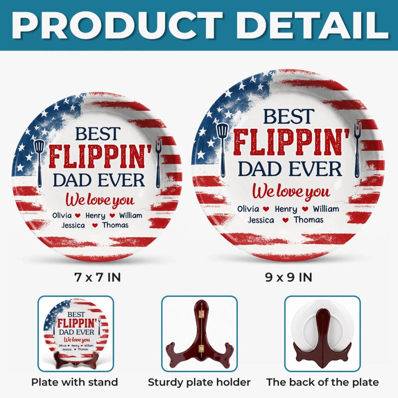 Custom Ceramic Plate - Personalized Father's Day Birthday Gifts For Dad, Grandpa - Dad’s Secret Ingredient Is Love