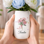 Custom Oval Ceramic Flower Vase - Personalized  Best Friend Birthday Gifts For Women, Besties, Sisters, BFF - Blooming Beautifully Every Day