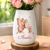 Custom Oval Ceramic Flower Vase - Personalized  Best Friend Birthday Gifts For Women, Besties, Sisters, BFF - Butterflies Bloom Beautifully Daily