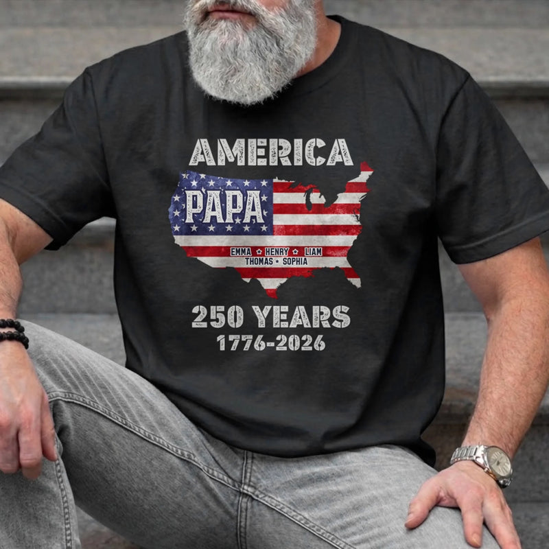Custom T-shirt, Hoodie – Personalized America 250th Anniversary Gifts For Dad, Grandpa – Proud Dad Proud Legacy