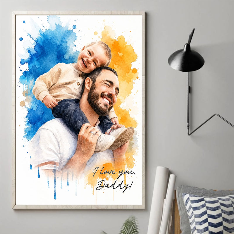 Custom Photo Vertical Poster - Personalized Father's Day Birthday Gifts For Dad, Grandpa - Dad Makes The World Brighter