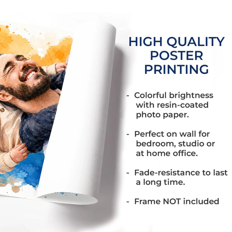Custom Photo Vertical Poster - Personalized Father's Day Birthday Gifts For Dad, Grandpa - Dad Makes The World Brighter