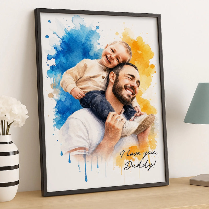 Custom Photo Vertical Poster - Personalized Father's Day Birthday Gifts For Dad, Grandpa - Dad Makes The World Brighter