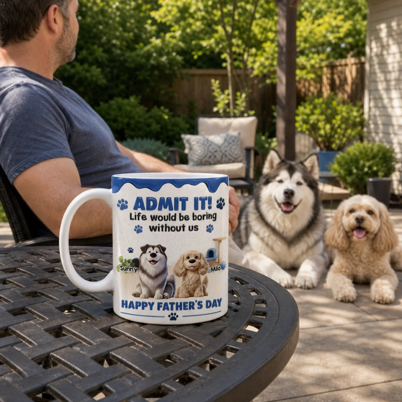 Custom 3D Inflated Effect Printed Mug - Personalized Father's Day Gifts For Dog Cat Lovers, Dog Dad And Mom, Cat Owners - The Best Therapist Has Fur