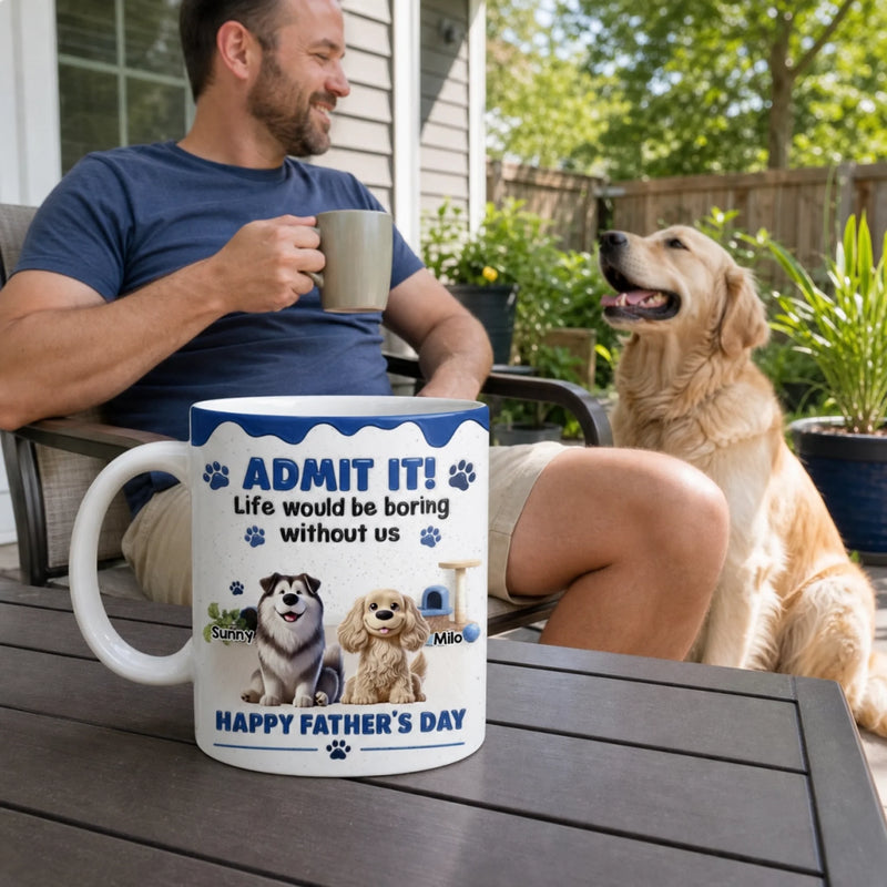 Custom 3D Inflated Effect Printed Mug - Personalized Father's Day Gifts For Dog Cat Lovers, Dog Dad And Mom, Cat Owners - The Best Therapist Has Fur