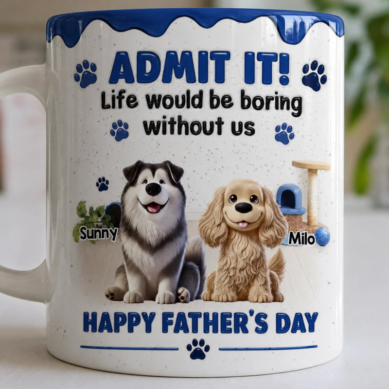 Custom 3D Inflated Effect Printed Mug - Personalized Father's Day Gifts For Dog Cat Lovers, Dog Dad And Mom, Cat Owners - The Best Therapist Has Fur
