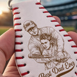 Custom Photo Baseball Leather Keychain - Personalized Father's Day Birthday Gifts For Dad, Grandpa, Baseball Lovers, Sports Fans, Sports Lovers - Baseball State Of Mind