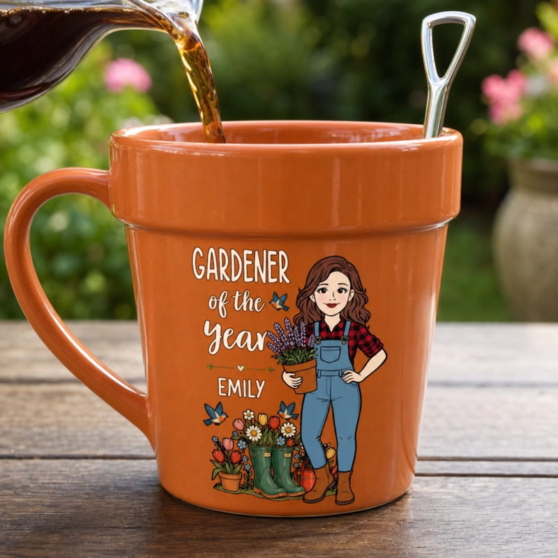 Custom Plant Pot Ceramic Mug - Personalized Birthday Garden Gifts For Gardeners - Garden Girl Era