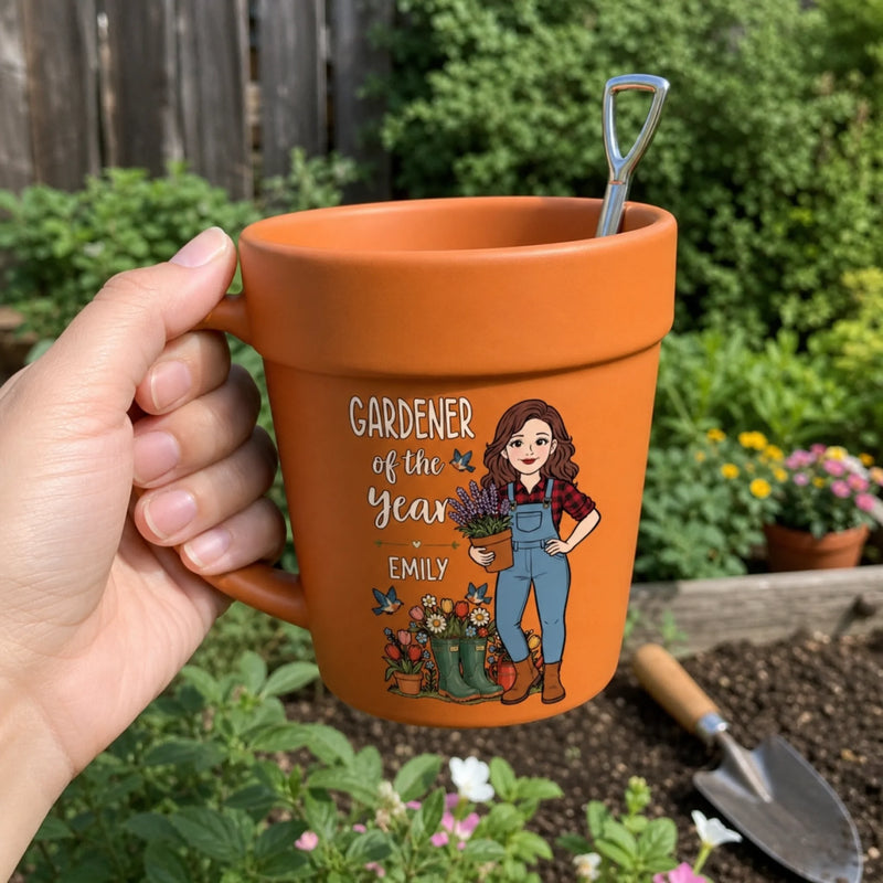 Custom Plant Pot Ceramic Mug - Personalized Birthday Garden Gifts For Gardeners - Garden Girl Era