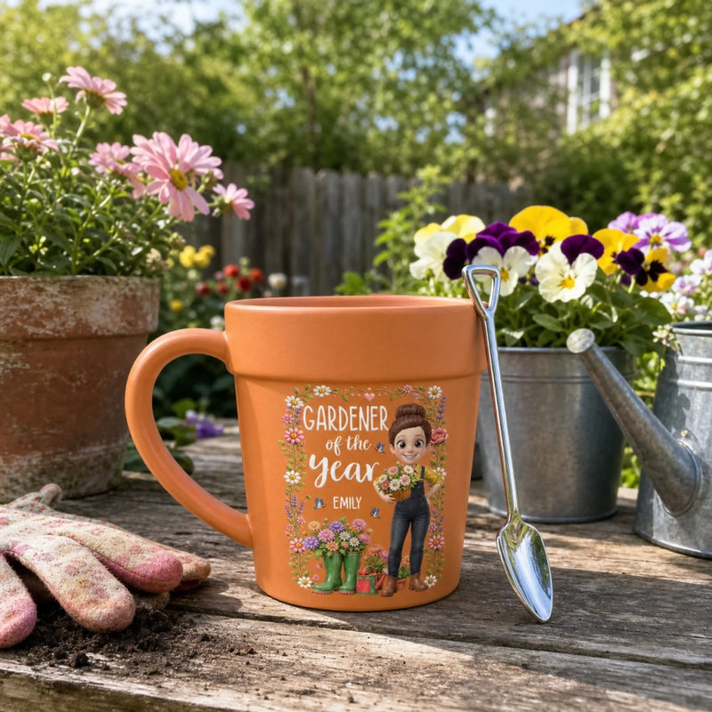 Custom Plant Pot Ceramic Mug - Personalized Birthday Garden Gifts For Gardeners - Born To Grow Beautiful Things