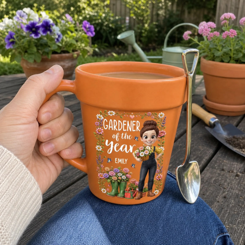 Custom Plant Pot Ceramic Mug - Personalized Birthday Garden Gifts For Gardeners - Born To Grow Beautiful Things