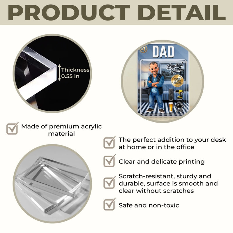 Custom Photo Toy Box Acrylic Plaque - Personalized Father's Day Birthday Gifts For Dad, Grandpa - Dad Mode Always Active