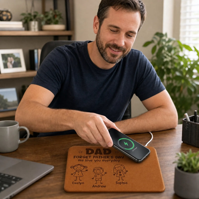 Custom Charging Mat - Personalized Father's Day Birthday Gifts For Dad, Grandpa - Forever Proud Of Dad