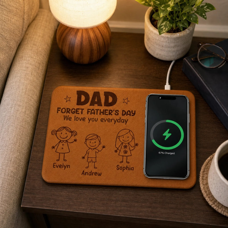 Custom Charging Mat - Personalized Father's Day Birthday Gifts For Dad, Grandpa - Forever Proud Of Dad