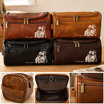 Custom Photo Leather Toiletry Bag - Personalized Father's Day Birthday Gifts For Dad, Grandpa - Dad Makes Every Day Better