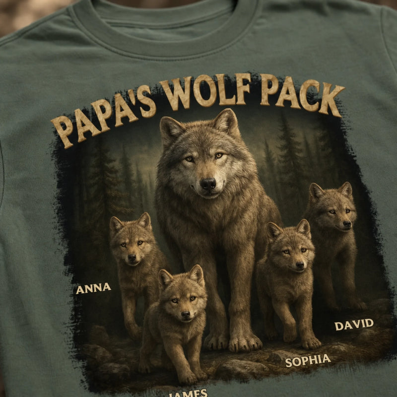 Custom Unisex T-shirt, Premium T-shirt, Hoodie - Personalized Father's Day Birthday Gifts For Dad, Grandpa - Papa’s Wolf Pack