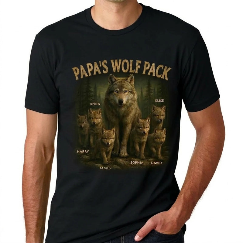 Custom Unisex T-shirt, Premium T-shirt, Hoodie - Personalized Father's Day Birthday Gifts For Dad, Grandpa - Papa’s Wolf Pack