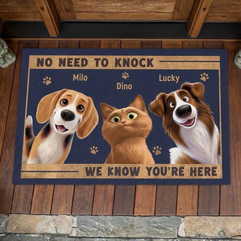 Custom Home Decor Decorative Mat - Personalized Birthday Gifts For Dog Cat Lovers, Dog Dad And Mom, Cat Owners - Paws Before People In This Happy Home