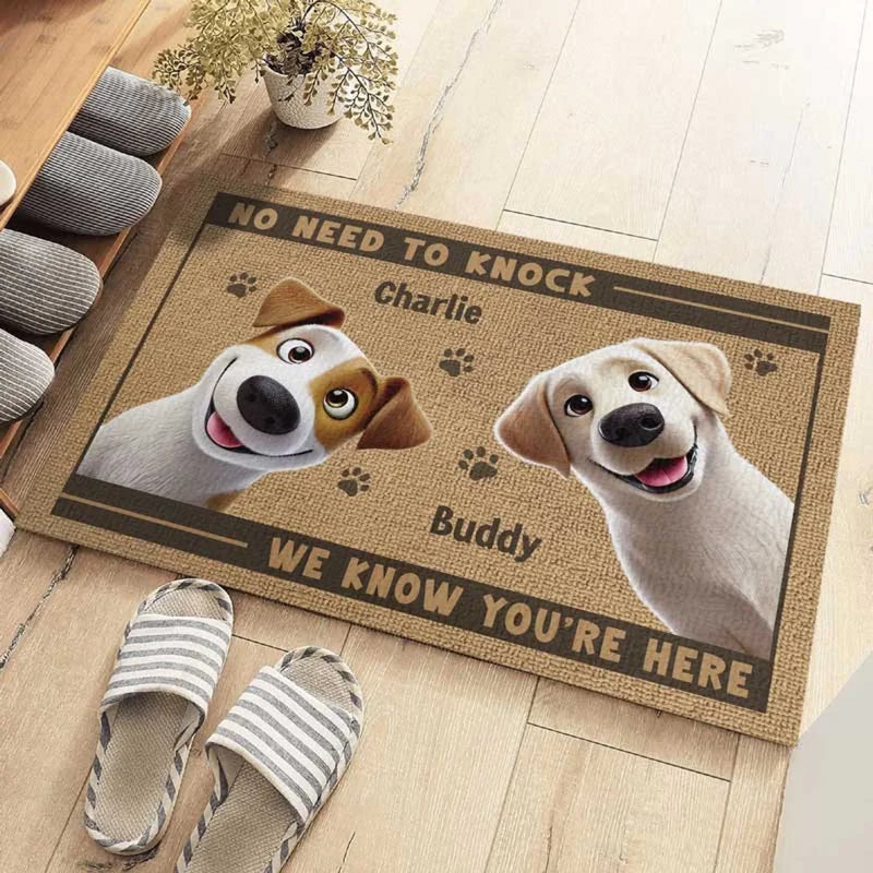 Custom Home Decor Decorative Mat - Personalized Birthday Gifts For Dog Cat Lovers, Dog Dad And Mom, Cat Owners - Paws Before People In This Happy Home
