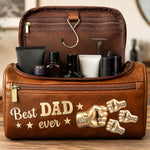 Custom Leather Toiletry Bag - Personalized Father's Day Birthday Gifts For Dad, Grandpa - Dad’s Love Never Fades