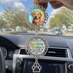 Custom Photo A Piece Of My Heart Is At The Rainbow Bridge - Memorial Personalized Custom Metal Car Hanging Ornament With Charm - Sympathy Gift For Dog Lovers, Pet Owners
