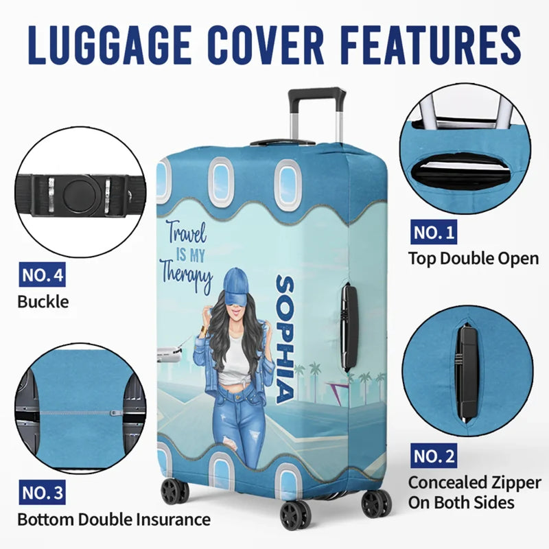 Up In The Clouds, Where I Belong - Travel Personalized Custom Luggage Cover - Summer Vacation Gift, Gift For Adventure Travel Lovers