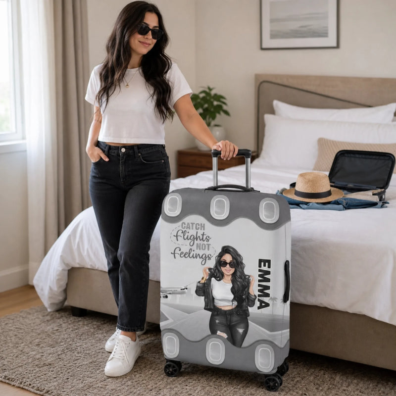 Up In The Clouds, Where I Belong - Travel Personalized Custom Luggage Cover - Summer Vacation Gift, Gift For Adventure Travel Lovers