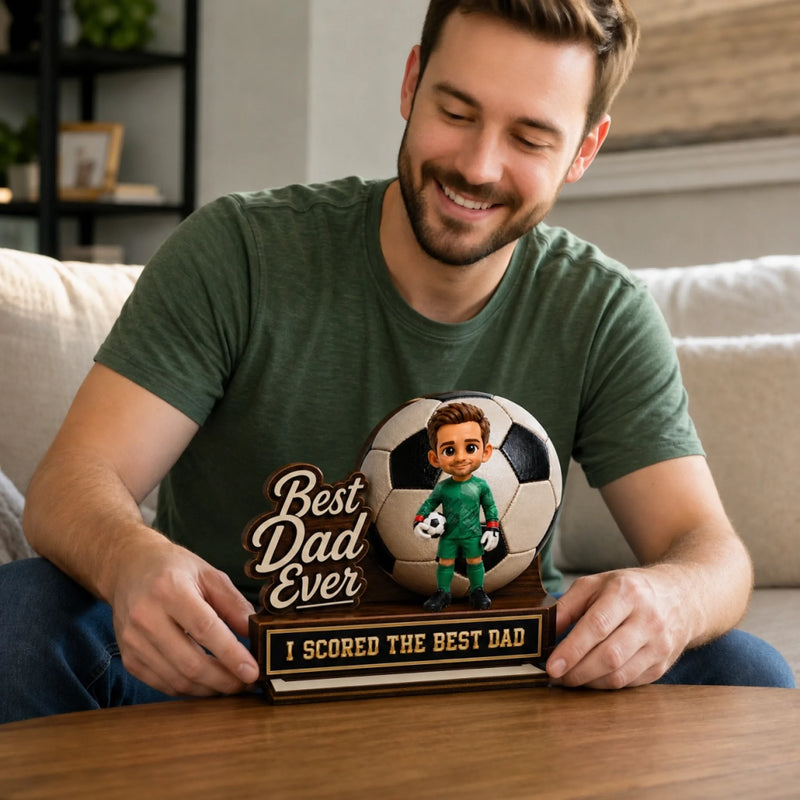 Custom Photo LA 2026 Soccer Dad 2-Layered Wooden Plaque - Personalized Father's Day Gifts For Dad, Grandpa, Soccer Lovers, Sports Fans, Sports Lovers - Kick Goals Make Memories
